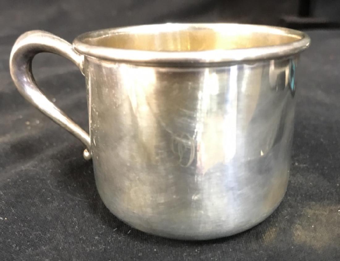 Sterling Silver Baby’s Cup: Sterling Silver Baby’s Cup, 2 in x 4 in at widest point, monogrammed and hallmarked Sterling Silver on underside, Good condition, Sterling Silver Cups, Baby’s Cups, Baby’s Utensils, 5
