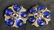 Pair Vintage Blue Gold Button Earrings