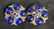 Pair Vintage Blue Gold Button Earrings - 2
