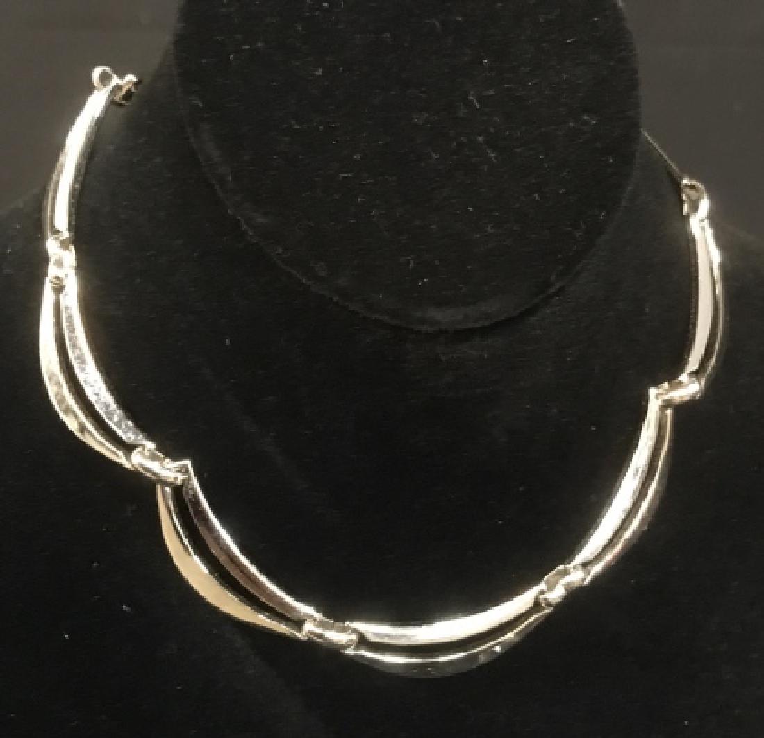 Sperry, Signed Silver toned Link Necklace: Signature illegible possibly reads Spears, links of arced shaped silver measures app 14 inches, Estate jewelry, vintage jewelry, Fashino accessory, statement necklace