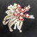 DUETTE Signed Red Rhinestone Brooch, Clip, Pendant - 2