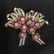 DUETTE Signed Red Rhinestone Brooch, Clip, Pendant - 8