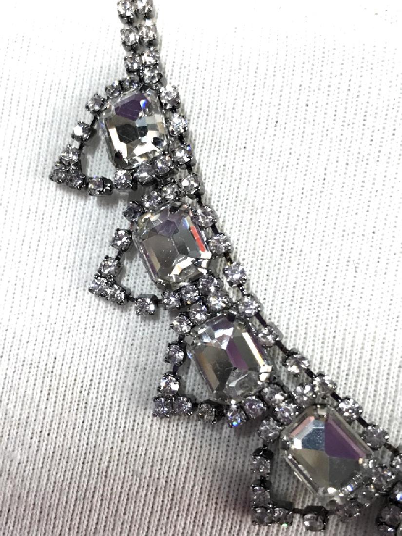 Vintage Art Deco Style Rhinestone Necklace: Vintage ART Deco Style Square Cut Rhinestone Necklace, 21 in, expandable, good condition, Ladies Fashion Jewelry, rhinestone Jewelry, Costume, Fashion, Statement, womens vintage estate costume jewelry