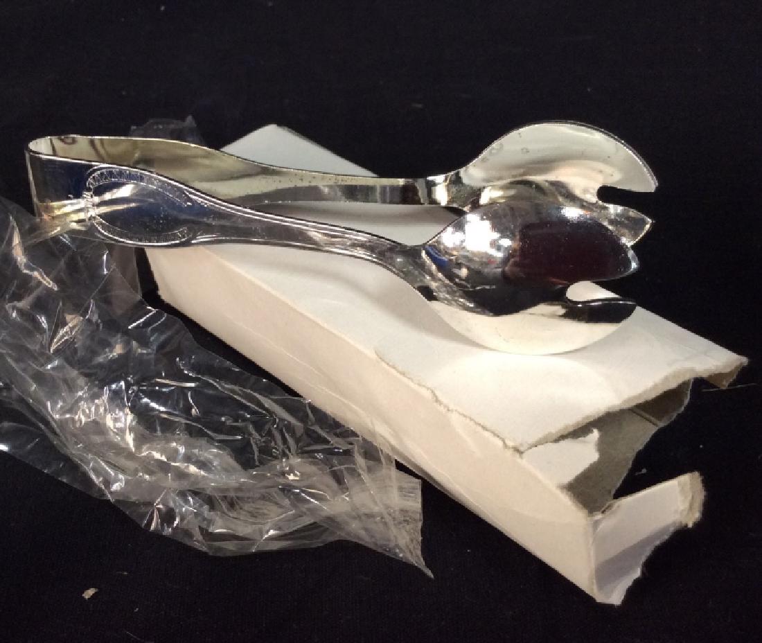Costa Ice Tongs: Costa Ice Tongs, 5 1/2 in, good condition, in original wrapper and box, likely unused, Silver Toned Metal, Marked Costa On Press, Silver Toned Kitchenware, Kitchenware, Tableware, Ice Tongs, 5