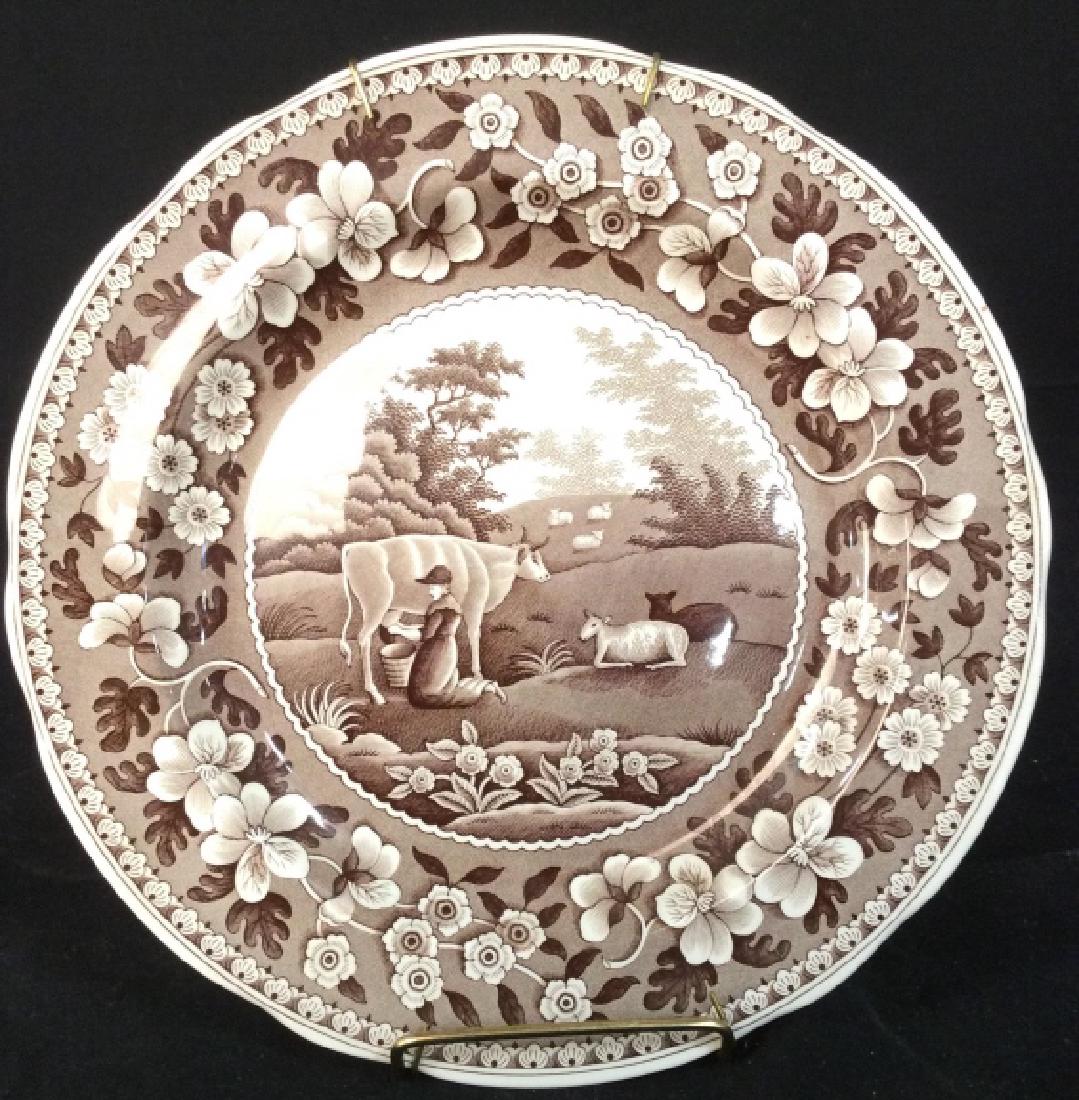 Vintage SPODE MILK MAID Porcelain Plate: Underside of plate reads THE SPODE ARCHIVE COLLECTION TRADITIONS SERIES MILK MAID. Piece appears to be vintage. Measures app 10.5 inches wide. Decor piece, collectible, home decor, shelf piece 6