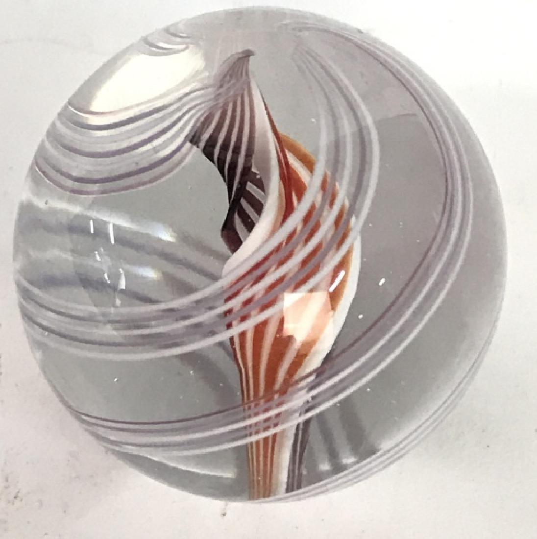 Murano Glass Marble: Murano Glass Marble, 11/4 in round, clear with red swirl interior, good condition, Art Glass, Marbles, Murano Glass, Venetian Glass, Collectible Marbles, 5