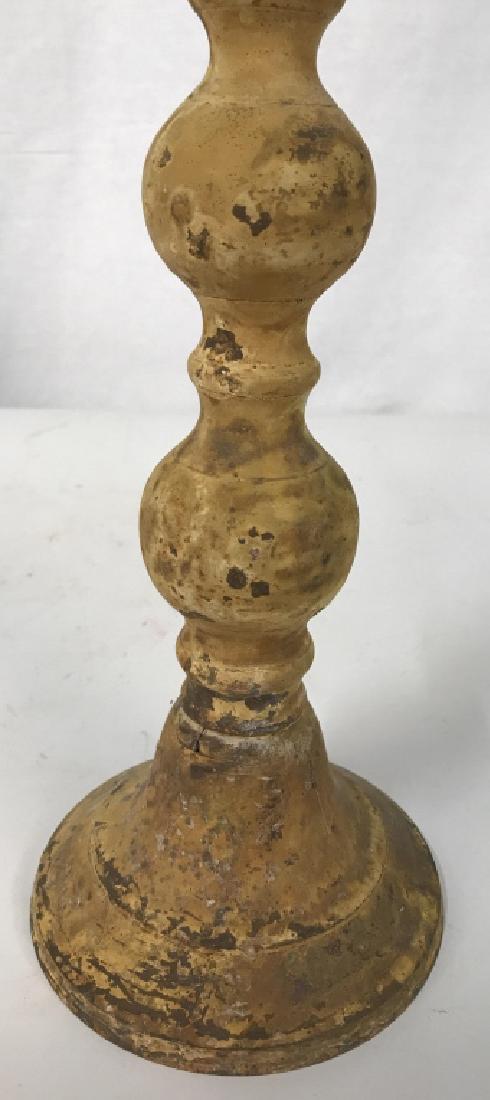 Distressed Style Metal Candle Stick: Distressed Style Metal Candle Stick, 21in x 4 in base, good vintage condition, Decorative Tableware, Candlesticks, Kitchenware, Tabletop Decor, 5
