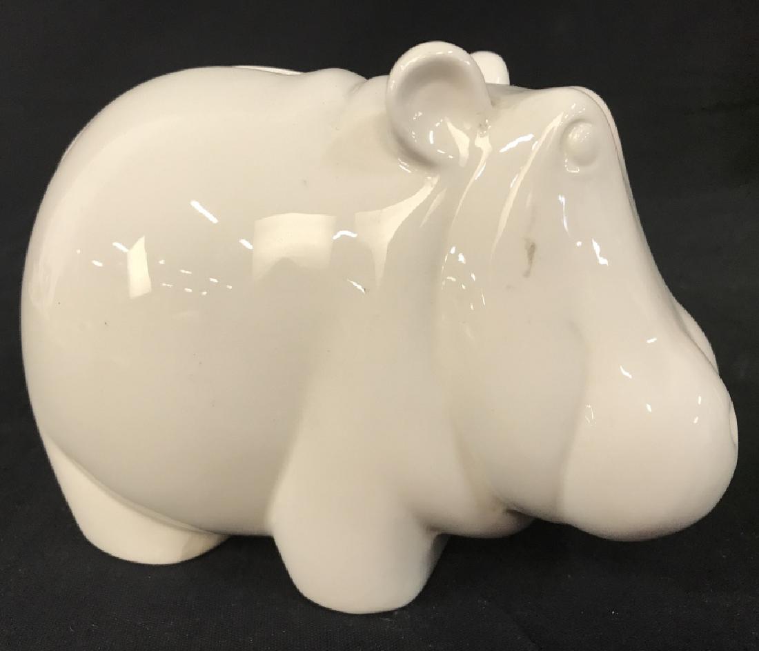 Vintage White Porcelain Hippo Bank, Tiffany: Vintage White Porcelain Hippo Bank, Tiffany, 5 in x 6 in, underside Stamped Tiffany & Co.1977, good condition, Piggy Banks, Tiffany, Ceramics, Porcelain Accessories, Hippo, 5