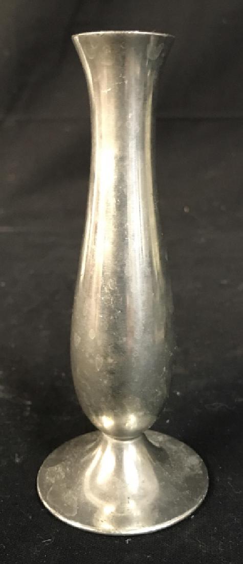 Vintage Silver Toned Bud Vase: Vintage Silver Toned Bud Vase, 5 1/2 in x 3 in base, good condition, underside Made in Holland, Bud Vase, Vase, Holland, Tableware, kitchenware,