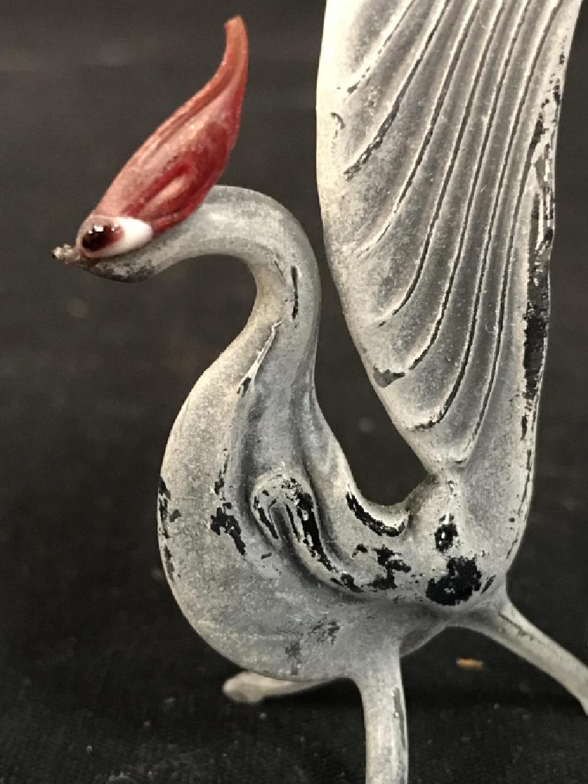 Hand Made Glass Figure Of a RoadRunner: Hand Made Glass Figure Of a RoadRunner, 4 1/8 x 1 1/2 in, good condition, with red crest and clear body, with Claire’s tail held high, Tableware, Glassware, Road Runner, Glass Figures, Animal Figure