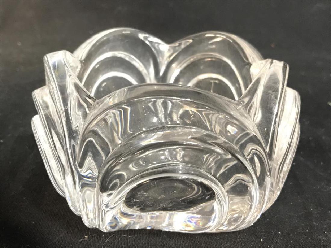 DAUM FRANCE Cut Crystal Trinket Dish: Side of piece is signed DAUM FRANCE. Piece is cut crystal. Piece has 5 sides. Measures approx 5 inches wide 3 inches tall. Crystal bowl, cut crystal bowl, crystal trinket Dish. 6.