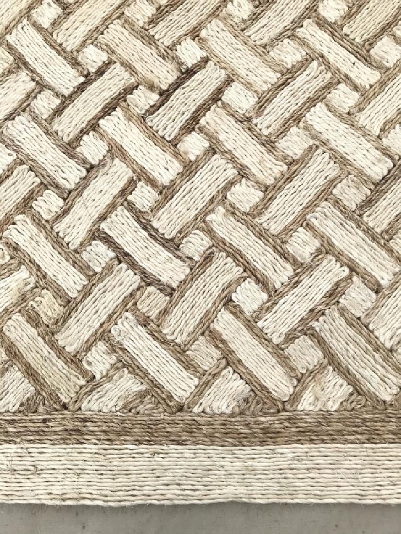 Room Sized Patterson, FlynnMartin Designer Sisal: Rug, Patterson Flynn And Martin Custom Carpet, Room Size Woven natural fiber, possibly sisal, Rug. Measures approx 193 inches by 268 inches in length and width. Some fading and marks to one side. Inte