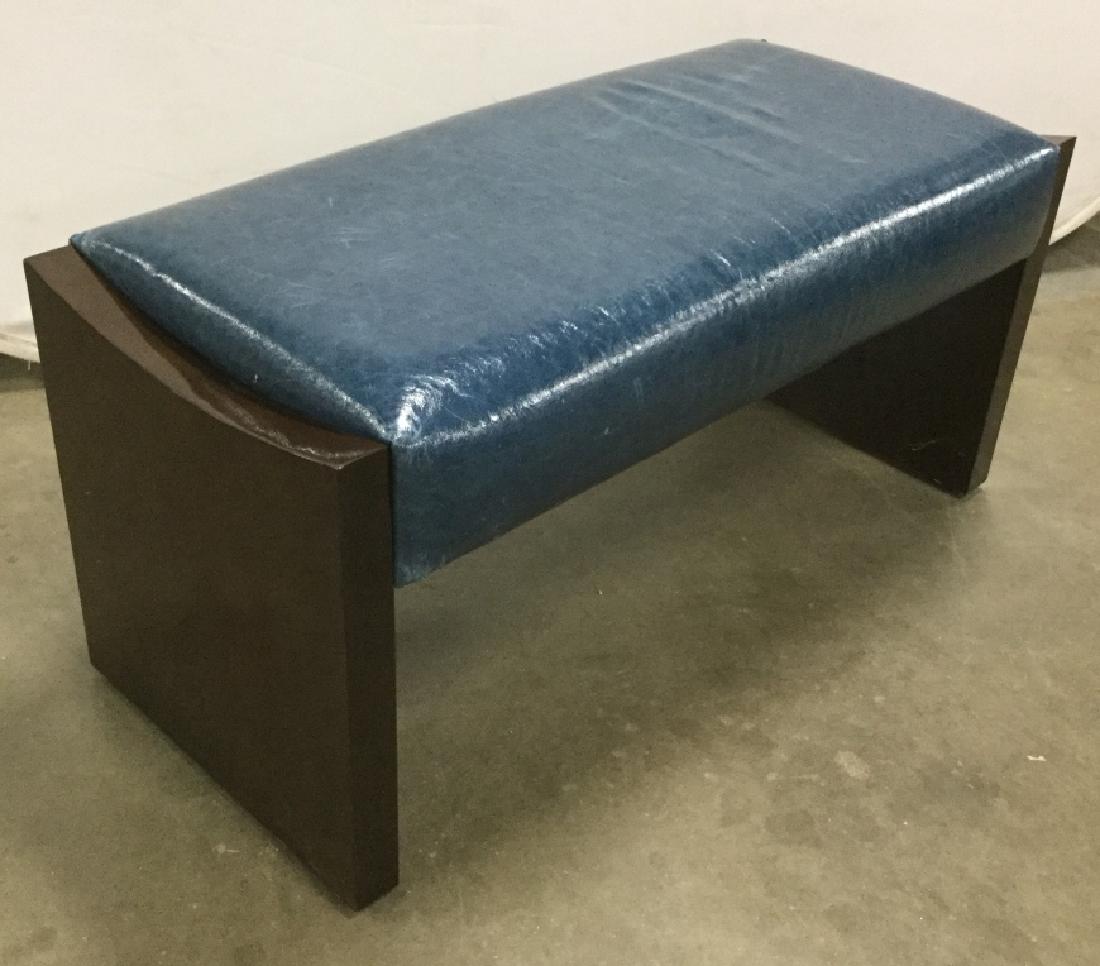 Modern Blue Leather Bench W Glossy Wood Sides May 08 2019 The