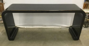 Asian Black Lacquer Style Wood Console Table Asian Black Lacquer Style Wood Console Table