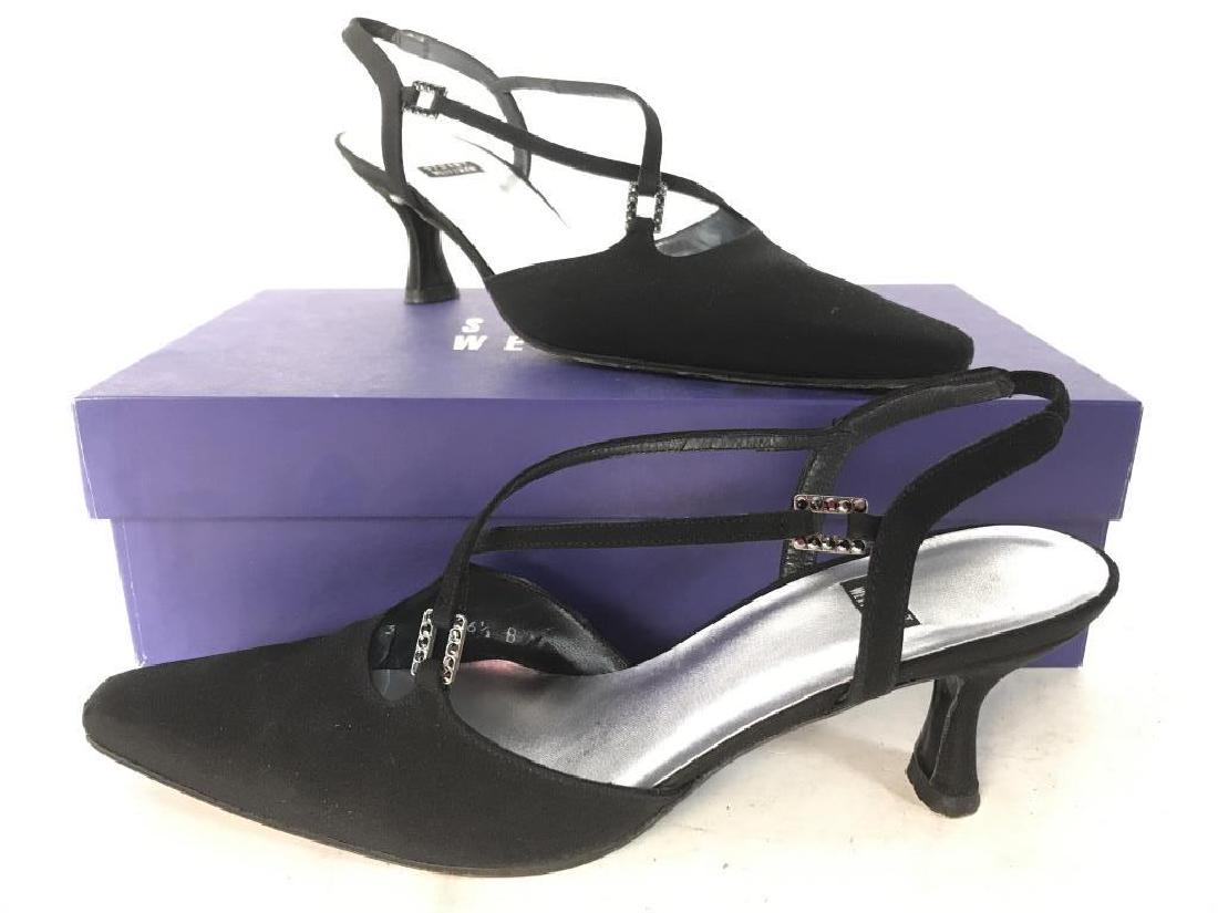 STUART WEITZMAN Black Toned Women’s Heels: HEELS Are size 6.5 with a 2 inch high heel. Heels are black toned. Soles of heels have tags which read STUART WEITZMAN. HEELS come in original box. Undersides read MADE IN SPAIN. Fashion accessory, we