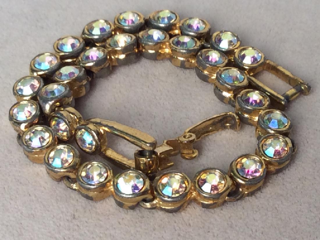 Rainbow Rhinestone Tennis Bracelet: Rainbow Rhinestone Tennis Bracelet, 8 in long, Collet Set Rhinestones, Good condition, Rhinestone Costume, Jewelry, Fashion, Statement, Tennis, Bracelets, Ladies Fashion accessory, vintage estate jewe