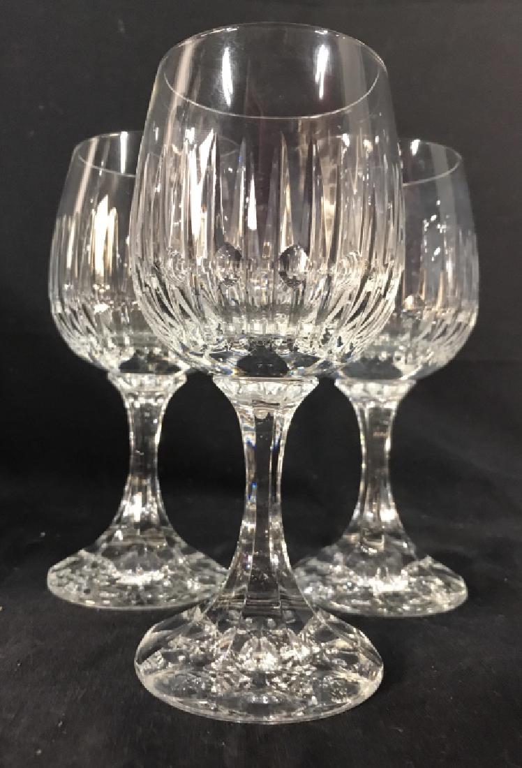 Set 3 Cut Crystal Stemware: Lot includes 3 Cut Crystal wine glasses. Crystal wine glasses, Crystal Stemware. barware, drinking glasses, wine goblets, Each measures approx 6.5 inches tall 3 inches wide. 6
