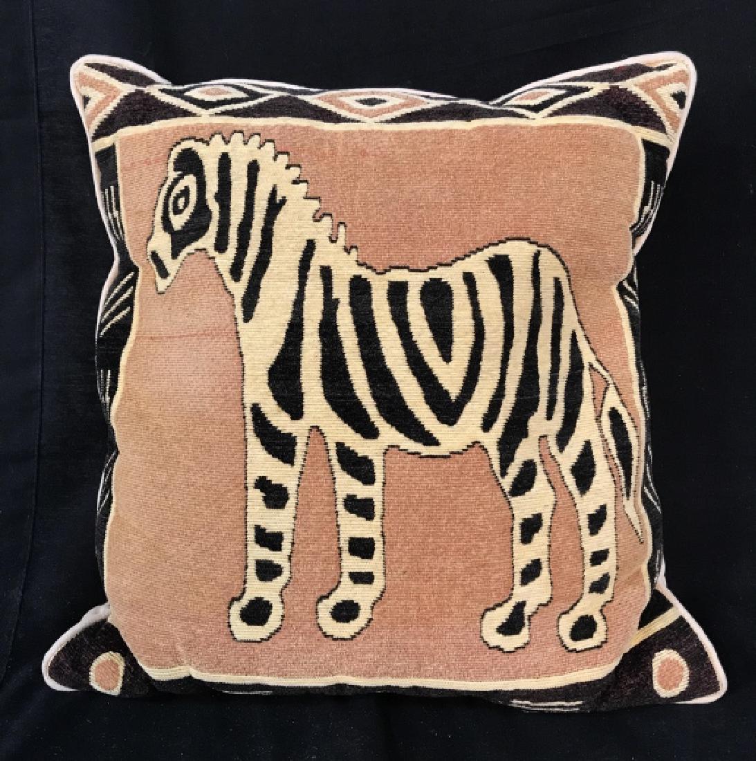 Woven Chenille Zebra Toss Pillow: Throw pillow, decorative accessory, Zebra design, chenille fabric, measures app 17 inches square