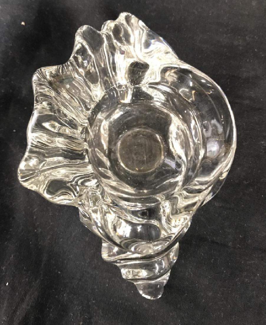 Pair AVON Art Glass Shell Dishes: Underside of each piece reads AVON. Each Dish resembles a conch shell. Each measures approx 5 inches long 2.5 inches tall, 3.5 inches deep. candle holders, trinket dishes, home accent, home accessorie
