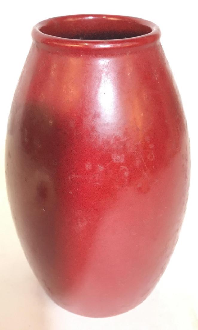 SCHEURICH Red Toned German Ceramic Vase: Underside of piece reads SCHEURICH MADE IN GERMANY. Piece is ceramic and red toned. Measures approx 7.5 inches tall 5 inches wide. decorative accessory, vase, tableware home accent 6.