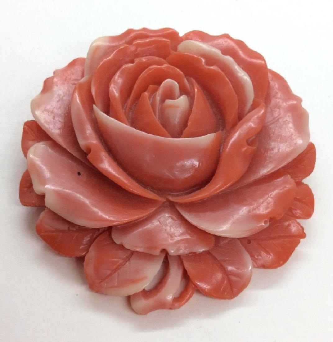 Oversized Rose brooch Pin: Pink and white toned composite material POSs bakelite, measures app 3 in in diameter. Women’s vintage estate jewelry, statement jewelry, vintage costume jewelry fashion accessory, wearable accessori