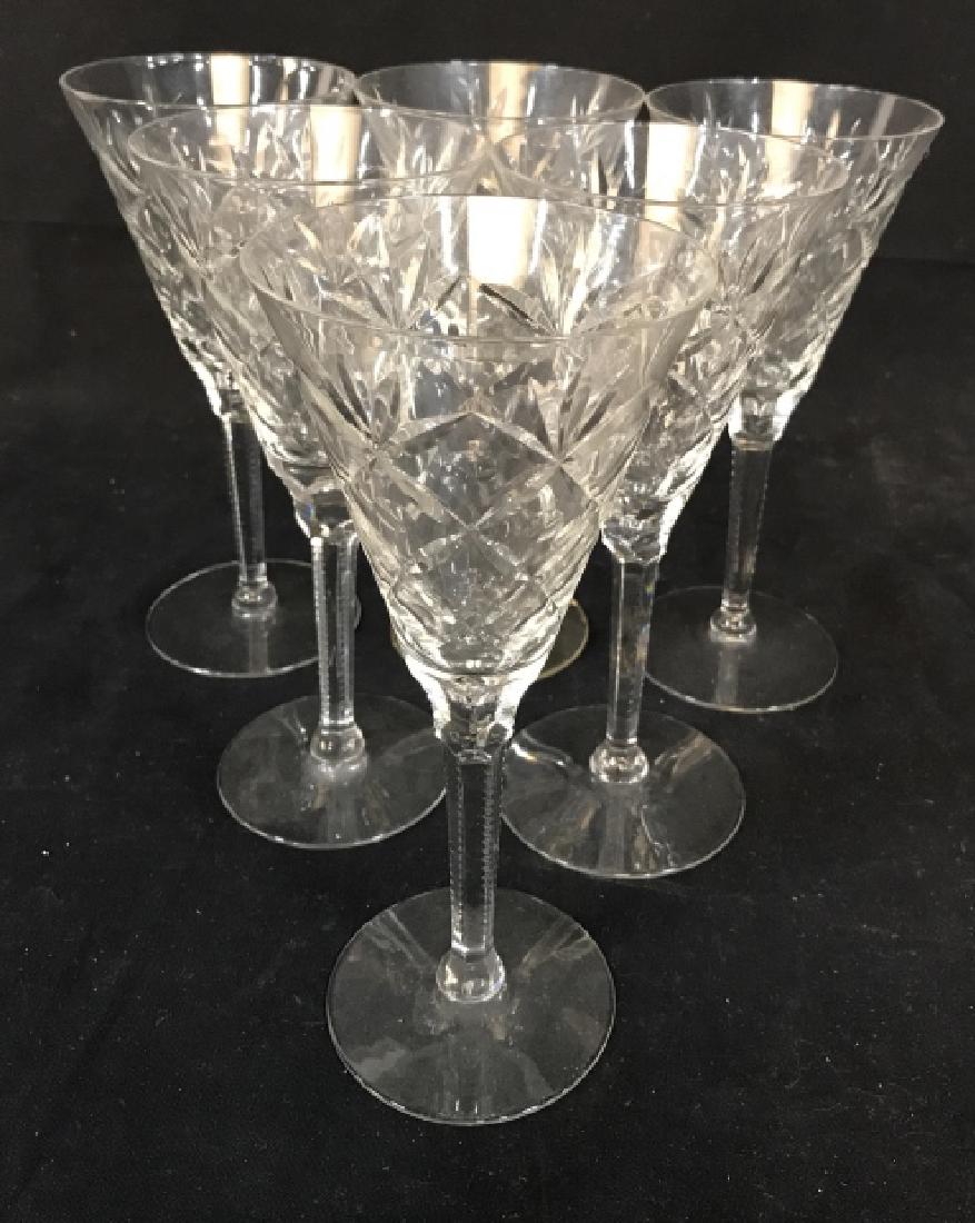 Set of 6 Cut Crystal Wine Goblets: Set of 6 Cut Crystal Wine Goblets, 8 1/2 in x 3 5/8 in, good condition, Crystal, Crystal Bar Ware, Tableware, Crystal Kitchenware, Dinnerware, 5