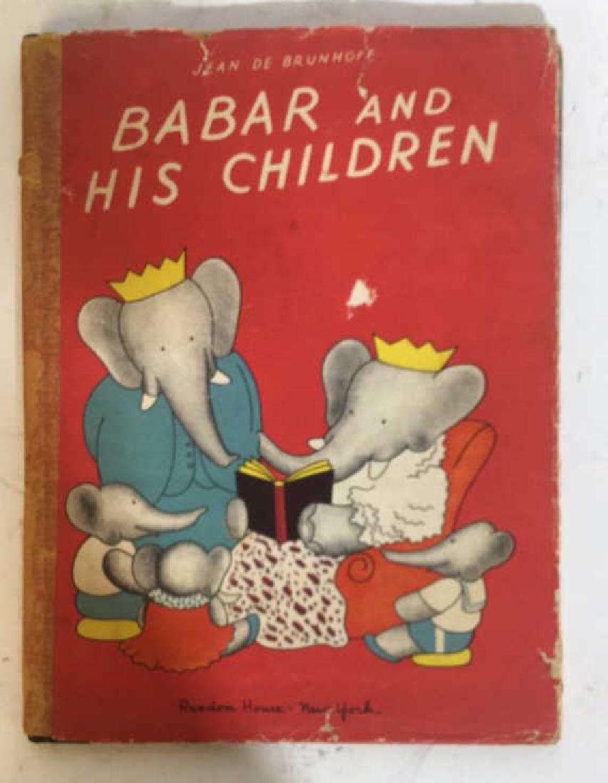 Book Babar and His Children, 1938: Illustrated childrenÂ’s book by jean de Brunhoff, random house New York, translated from the French by Merle Hass, Random House 1938, 11 in by 9 in