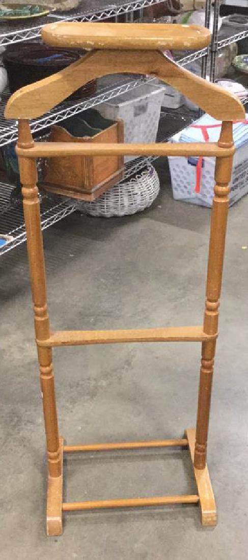 Wood Valet Suit Stand: Gentleman’s dressing accessories Valet stand, suit rack, measures ht 46 inches width app 16.5 inches