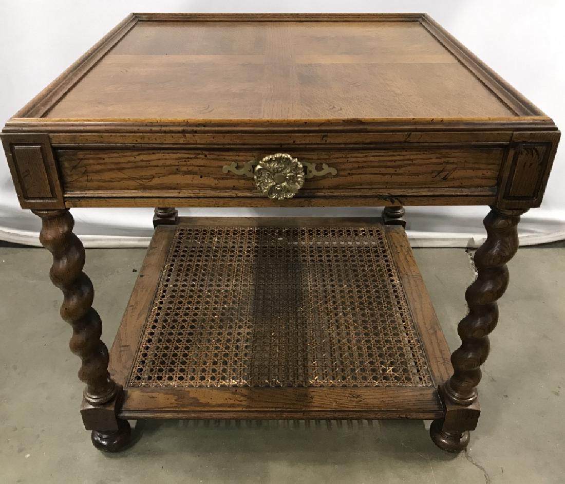 Wooden End Table With Barley Twist Legs: Glass Flip Top Keepsake Display Table Case W Cabriole Legs And red lining, measures approximately 23 inches wide x 18 inches deep x 24 inches tall, some surface scratches, needs tightening. home furni