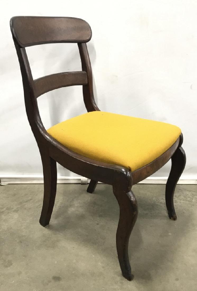 Vintage Pos Antique Wooden Chair W Saber Legs: Vintage Pos Antique Wooden Chair W Saber Legs And Upholstered Seat, measures approximately 42 inches tall x 18 inches wide x 22 inches deep. Vintage Wooden Chair, Side Chair, Accent Chair. 2