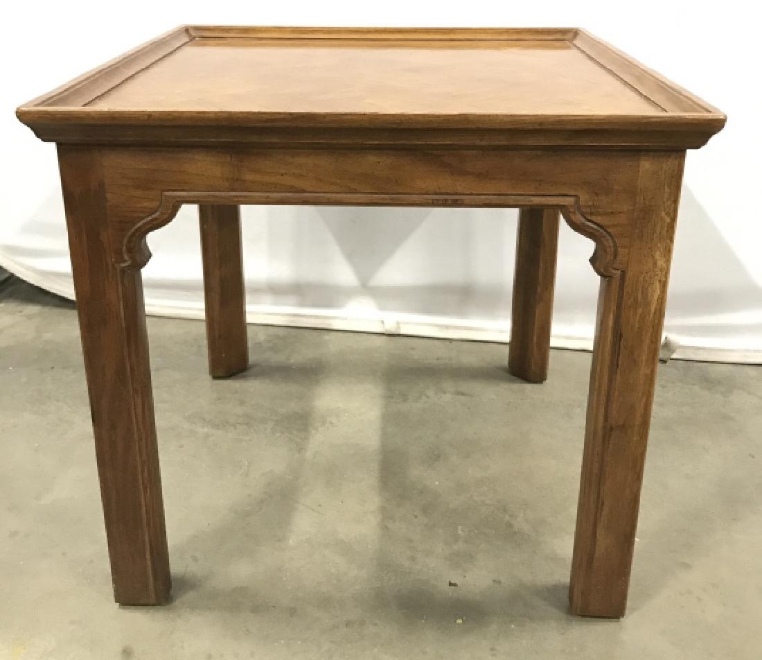 Vintage Henredon Wooden Side Table Vintage Henredon: Vintage Henredon Wooden Side Table With Parquetry Top, marked on underside Henredon, some minor surface wear, measures approx 26 inches square x 24.5 inches tall. Vintage Henredon Side Table, End Tabl