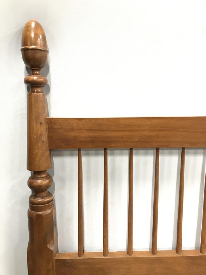 Vintage Wooden Headboard W Turned Acorn Tops Vintage: Vintage Mahogany Toned Wooden Headboard W Turned Acorn Tops and slatted rung back, measures approximately 84 inches wide x 48 inches tall, surface scratches and marks due to age and use. Vintage Bedro