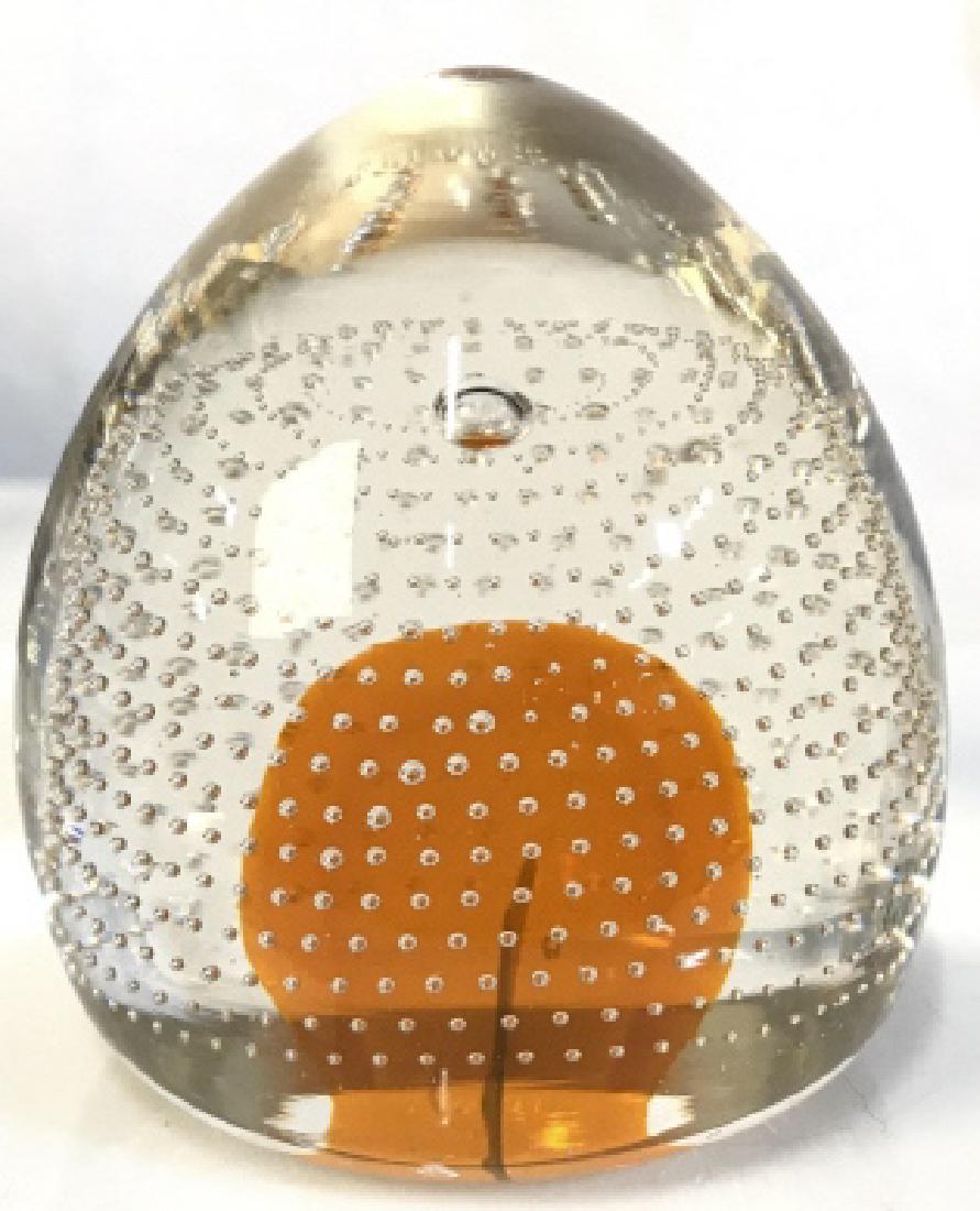 Whitefriars Art Glass Paperweight Whitefriars Art Glass: Whitefriars Art Glass Paperweight With clear and orange bubble design, sticker on paperweight reads Whitefriars a Made In England, measures 3.25 inches tall x 2.75 inches in diameter. Paperweight, Art