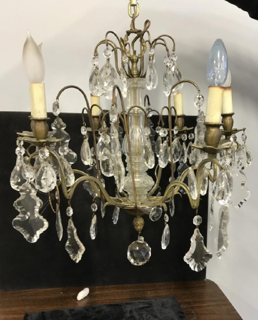 Vintage Crystal Chandelier: Vintage Crystal Chandelier, measures 20 in x 15 in, good condition, not tested, Vintage Lighting, Vintage Electrical Fixtures, home lighting, cieling fixture, home accessory. 5