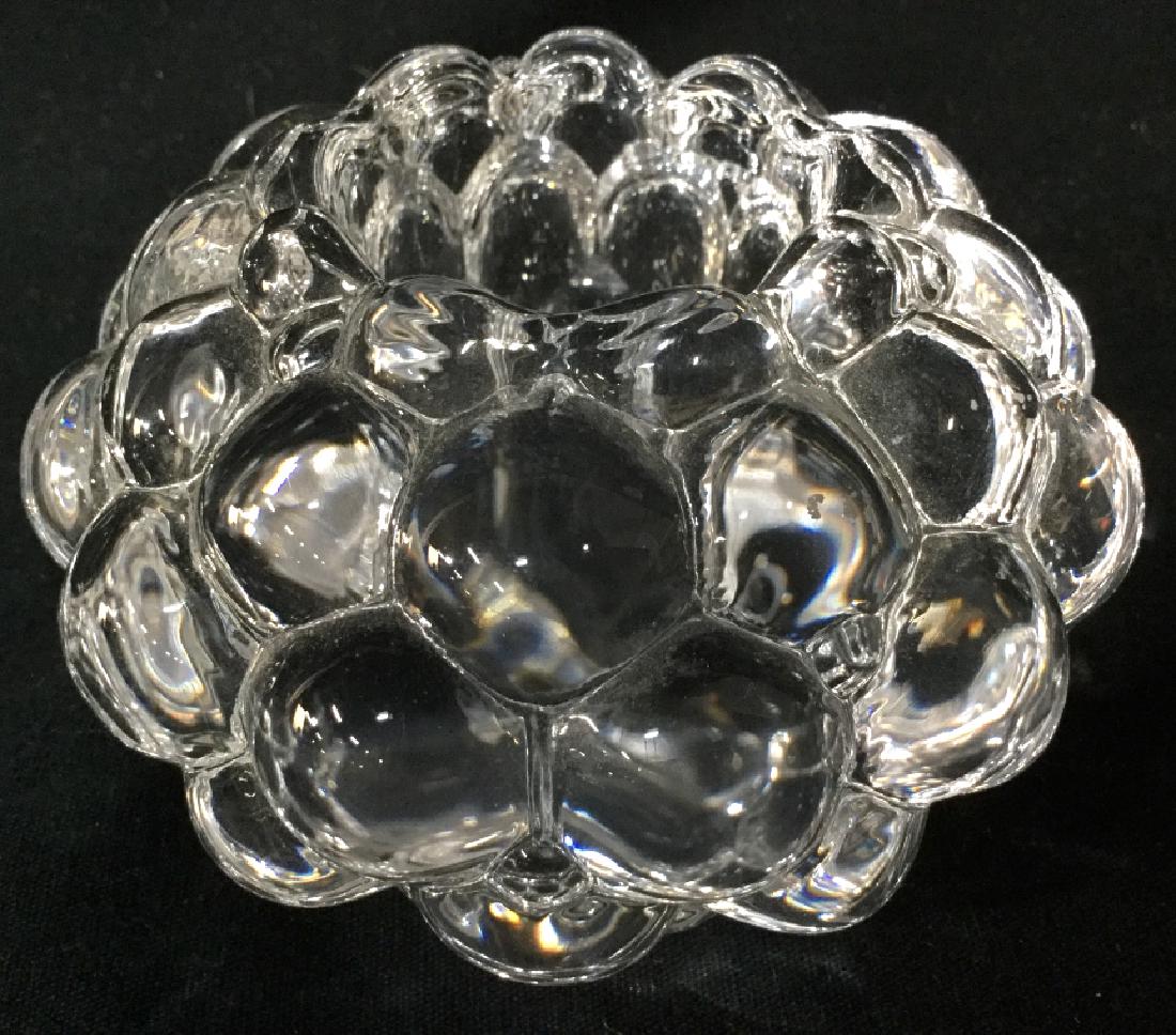 ORREFORS Crystal Raspberry Votive: ORREFORS Crystal Glass raspberry style Votive, candle holder, Underside is marked for ORREFORS. Measures approx 3 inches in height by 4.25 inches in diameter at widest point. Designer crystal Votive, 