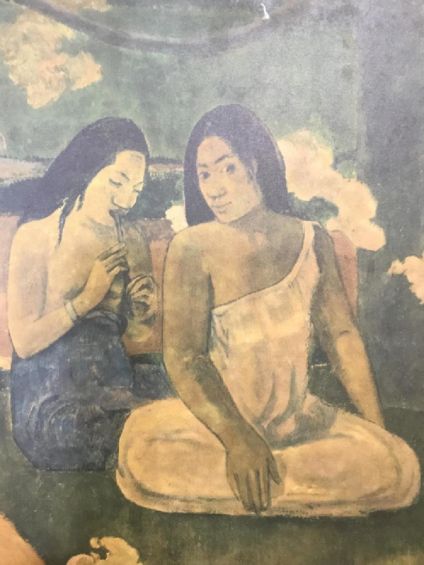 PAUL GAUGUIN AREAREA Framed Print: Lower right corner of piece reads AREAREA. DEPICTS 2 seated female figures and an animal. Measures approx 24 inches long 19 inches tall. Art print, home accent, home decoration 6.