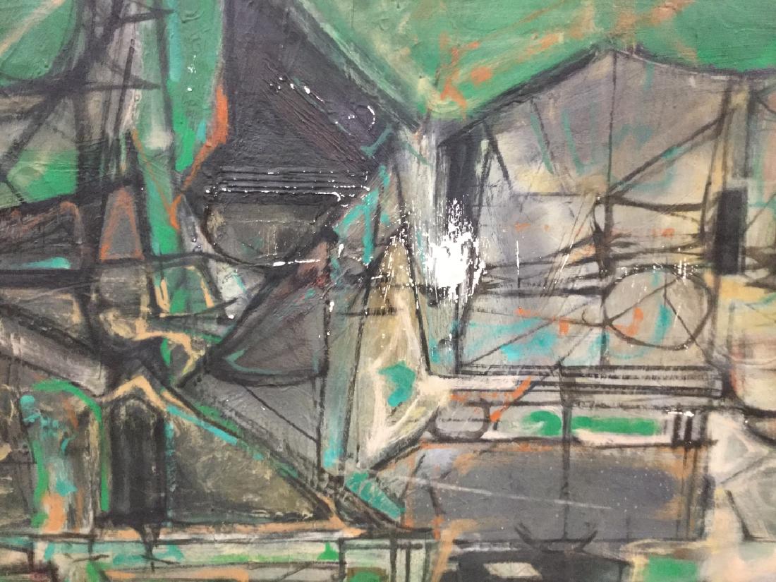 Signed Abstract Oil Painting On Canvas: Signed REGINALD in lower right corner. Verso has title ‘Carnival’, dated 1958. There is surface wear to paint and canvas, particularly in the center of canvas where paint has been scratched off. C