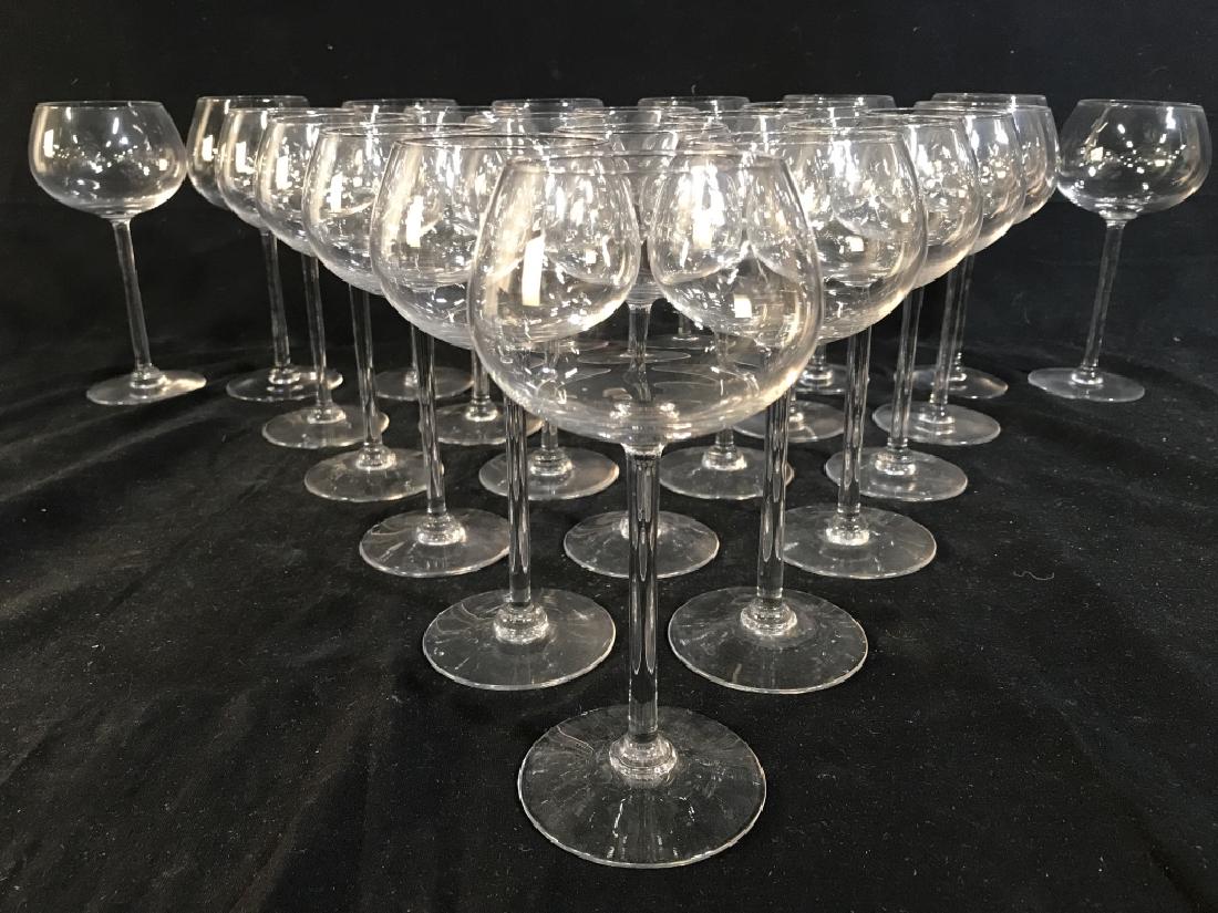 Lot 24 Cut Crystal Stemware: Lot includes 24 Cut Crystal Wine Glasses. Each measures approx 6.75 inches tall 3 inches wide. Bar Ware,stemware, wine goblets, 4