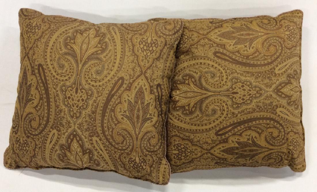 Earth toned Filigree Design Throw Pillows: Tans, and brown toned fabric pillows with filigree / paisley design, measures approx 21 in by 21 in. home decor, interior design, Throw Pillows, toss pillows. 4