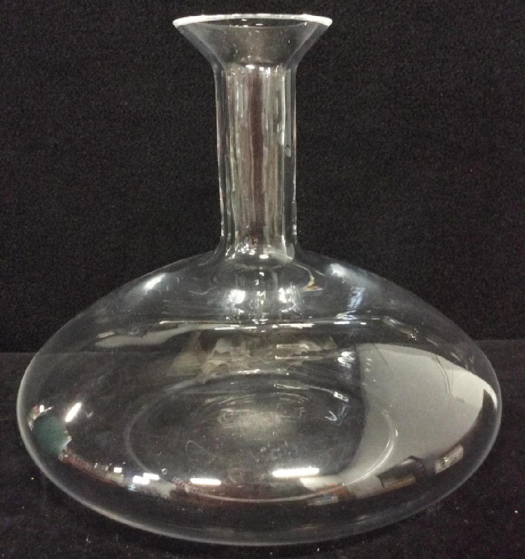 ROBERT MONDAVI WATERFORD glass Ships Decanter: Ships Decanter with wide base, marked on underside as Waterford and Robert Mondavi, appears to be free of major cracks or chips. Measures approx 9 in by 10 in. Barware, Vessel, Ships Decanter, Collect