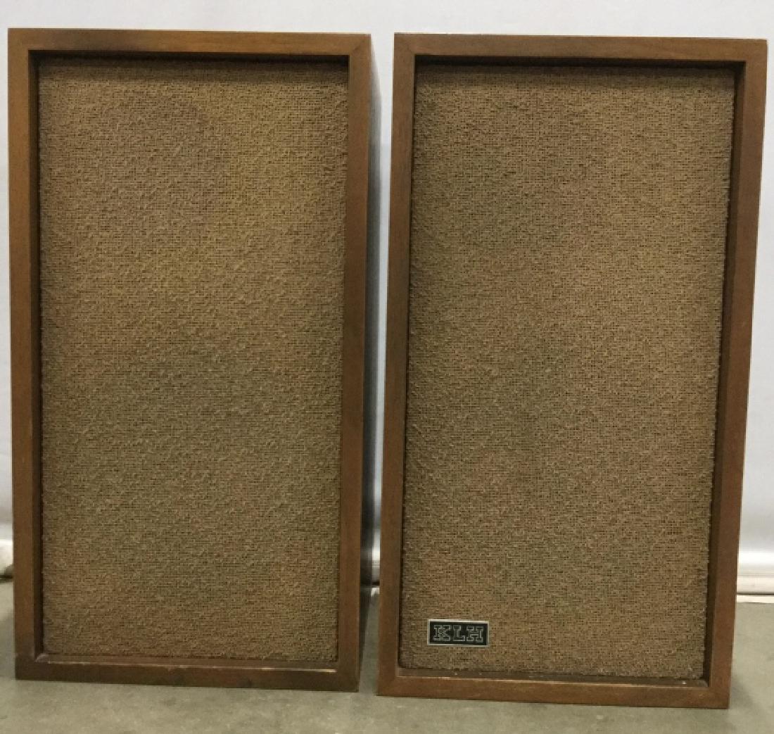 Pair Vintage KLH Wooden Speakers: Piece is marked KLH on front side. Both pieces are wooden. Each measures approx 24 inches tall 13 inches wide, 12 inches deep. speakers, entertainment accessory, home accessory, collectible electronic