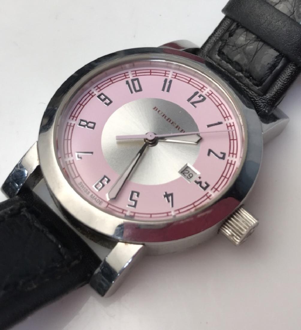 BURBERRY Designer Two-Tone Wristwatch, BU7108: Women’s Wristwatch. Marked for Burberry on dial and on verso with Burberry equestrian knight logo, along with BU7108, 100m/330 Feet, 00132, Swiss Made. Quartz watch, Swiss movement, stainless steel