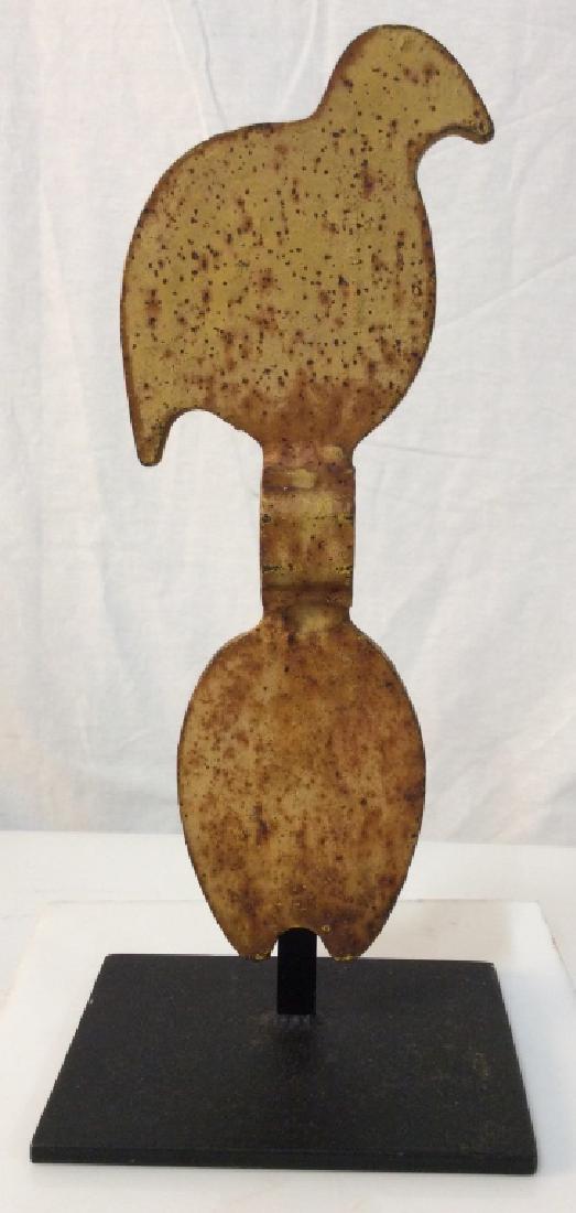Vintage Iron Work Folk Art Chick: Painted iron Marksmanship spinning target in shape of Bird and Tulip. Patent no. 2085933 on backside. Granted 6 Jul 1937, US Patent & Trademark Office to inventor, David L. Vaughan Of Montgomery Towns