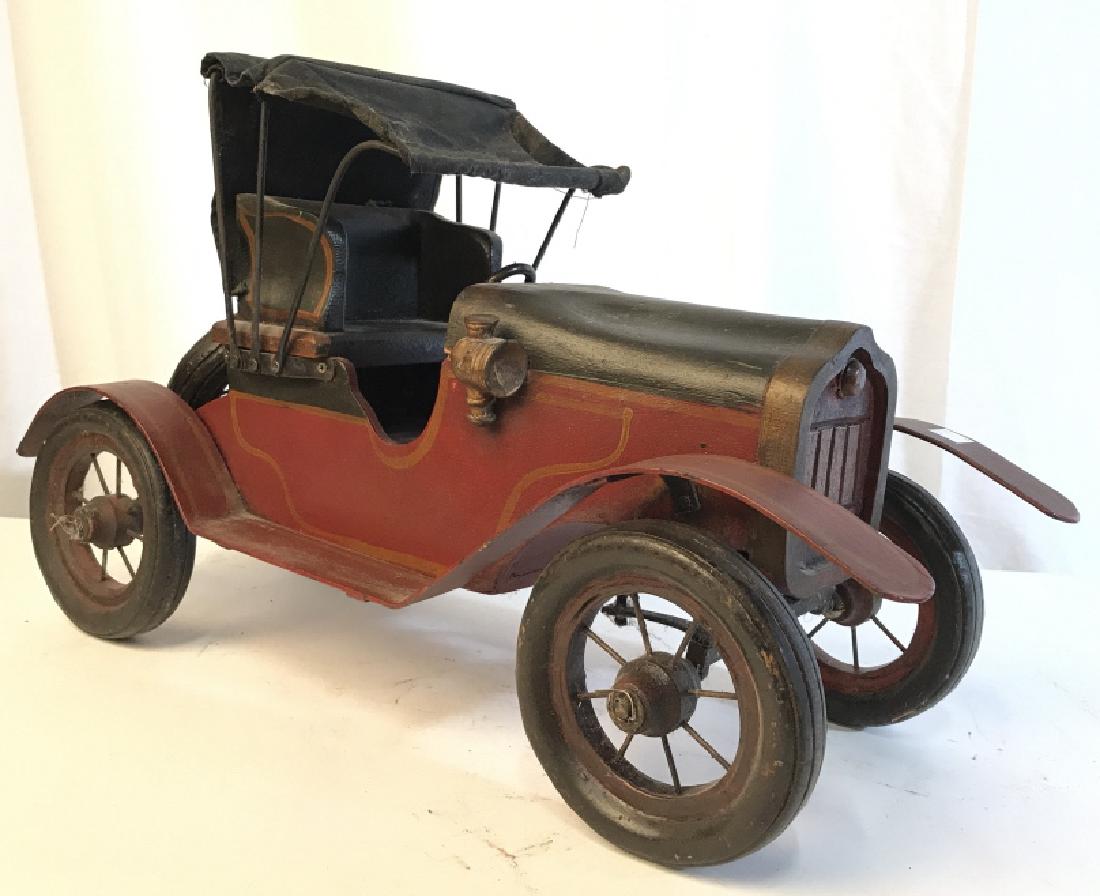 Wood Model Of Antique Car: Ford Model T Torpedo Roadster c1911 Antique Model Car Large Scale Hand Made c 1960 Mid Century MCM Collectors. Mixed media model of antique wagon car. The car body is made of painted wood while the wh