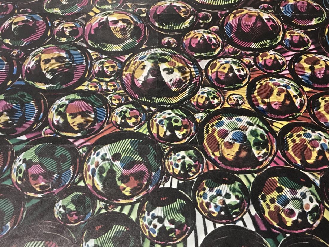 Vintage Exhibition Poster, Vibrations: Environment V: Vibrations exhibition poster. Exhibit of light artists Jackie Cassen and Rudi Stern at the Architectural League, 1967 Dec. 14 - 1968 Jan. 13. Poster features a kaleidoscopic image of a