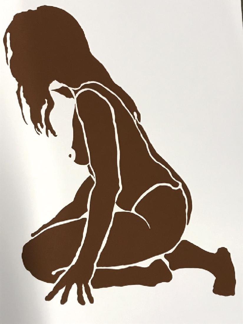 Lot 4 Frank M. HERZ Silkscreen Prints, 1 Signed: Silkscreen depicts nude female figure in pose. One print is Signed in pencil in lower right corner, numbered 5 / 80 bottom center, and titled ‘figure six seventy- five ‘ in lower left corner. Sign