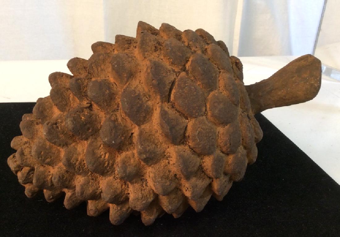 Vintage Handmade Clay Pine Cone Sculpture: Made of Red Clay. Approx 11 x 8 . True Clay Feel, Oven Fired. No Chipping, Unique Art. Vintage Folk Art, Clay Sculpture, Vintage Pine Clay Art, Handmade Pottery, earthenware, pottery sculpture 3