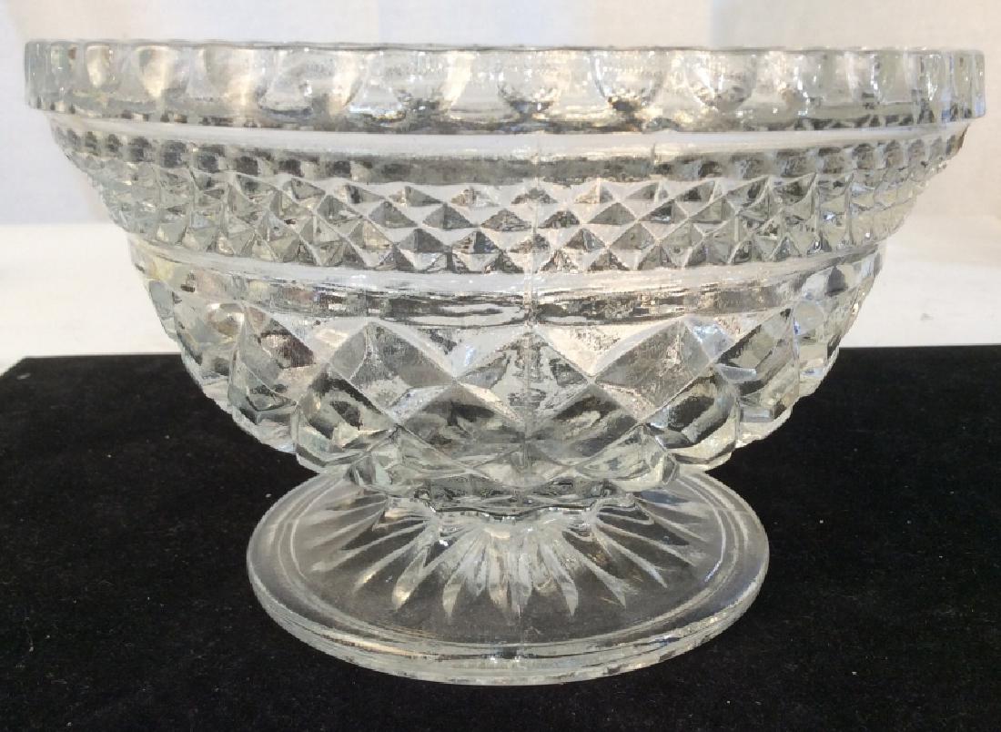 Vintage Glass Cut Bowl with Base: Approx 4 in. tall and 6.5 in . diameter. Vintage Glass Tabletop, Vintage Glass Bowl, Kitchenware, Vintage Trinket Bowl, 3