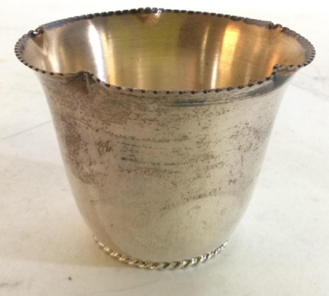 Sterling Silver Vessel: Underside of piece reads STERLING 925. Piece measures approx 2 inches tall 3 inches wide. Sterling silver, sterling silver cup, silver vessel, tabletop accessories.6