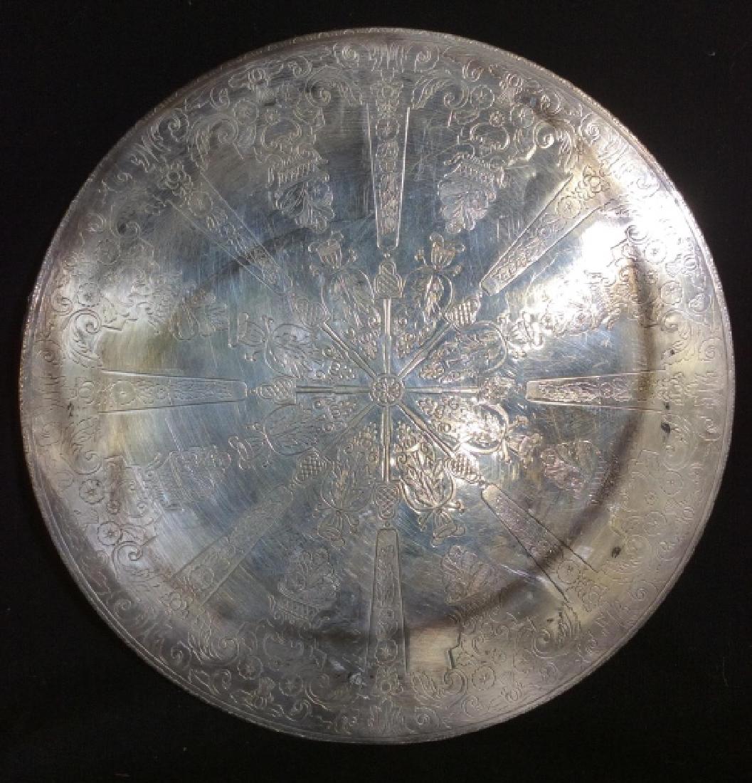 Lot 4 Silver Plated Coasters: Lot includes 4 large coasters. 2 smallest coasters are marked SILVERPLATE. Larger coasters are unmarked. Largest coaster measures approx 9 inches wide. coasters, tableware, tabletop accessories 6.